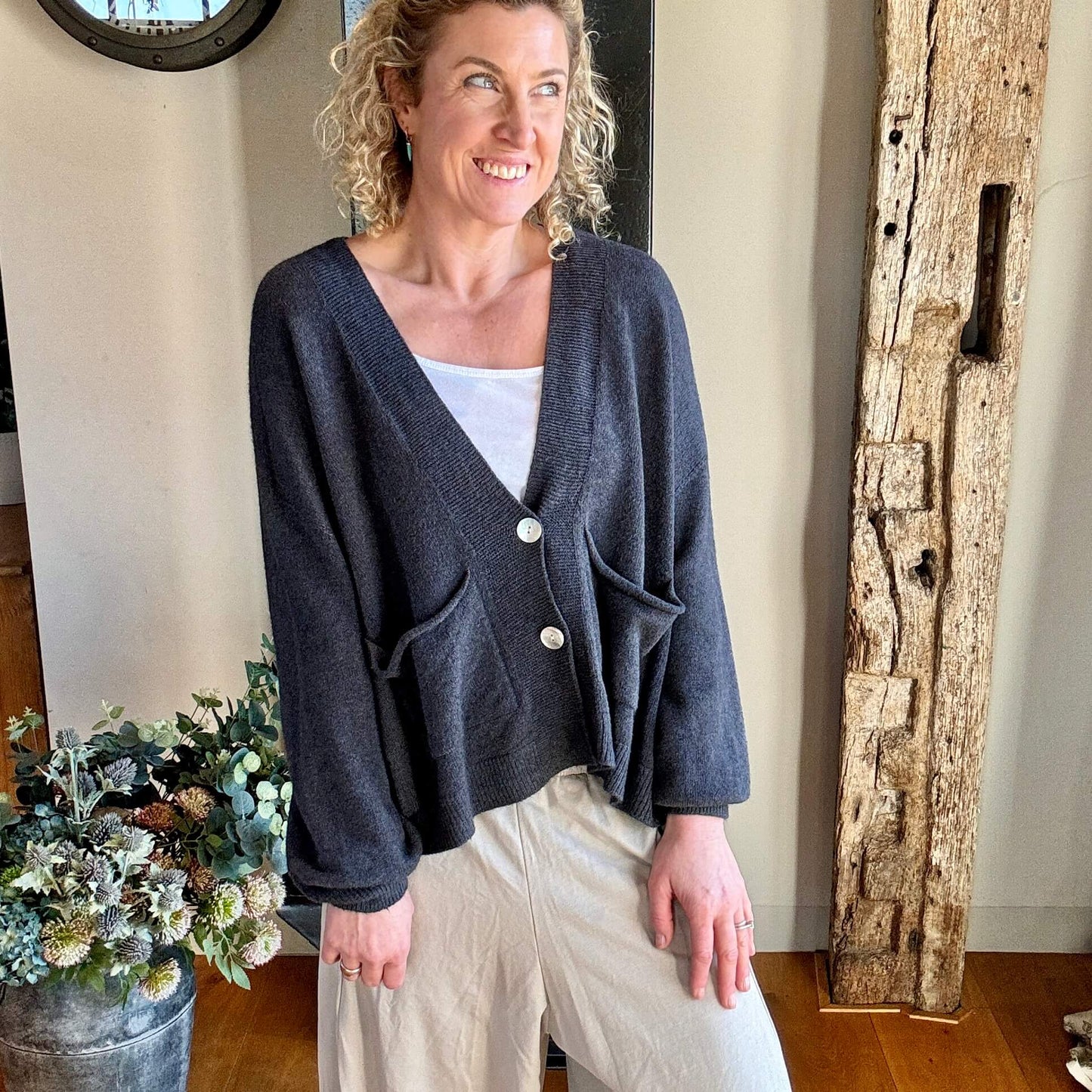 The Papa Cardigan | Charcoal