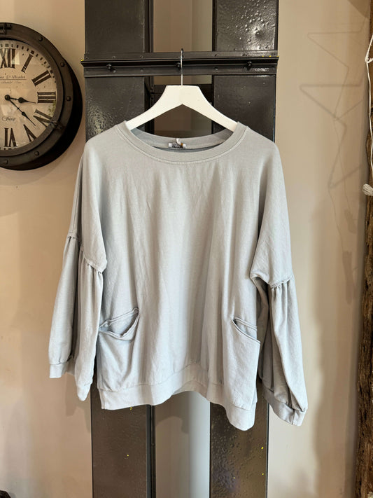 Brixton Balloon Sleeve Sweatshirt | Light Grey