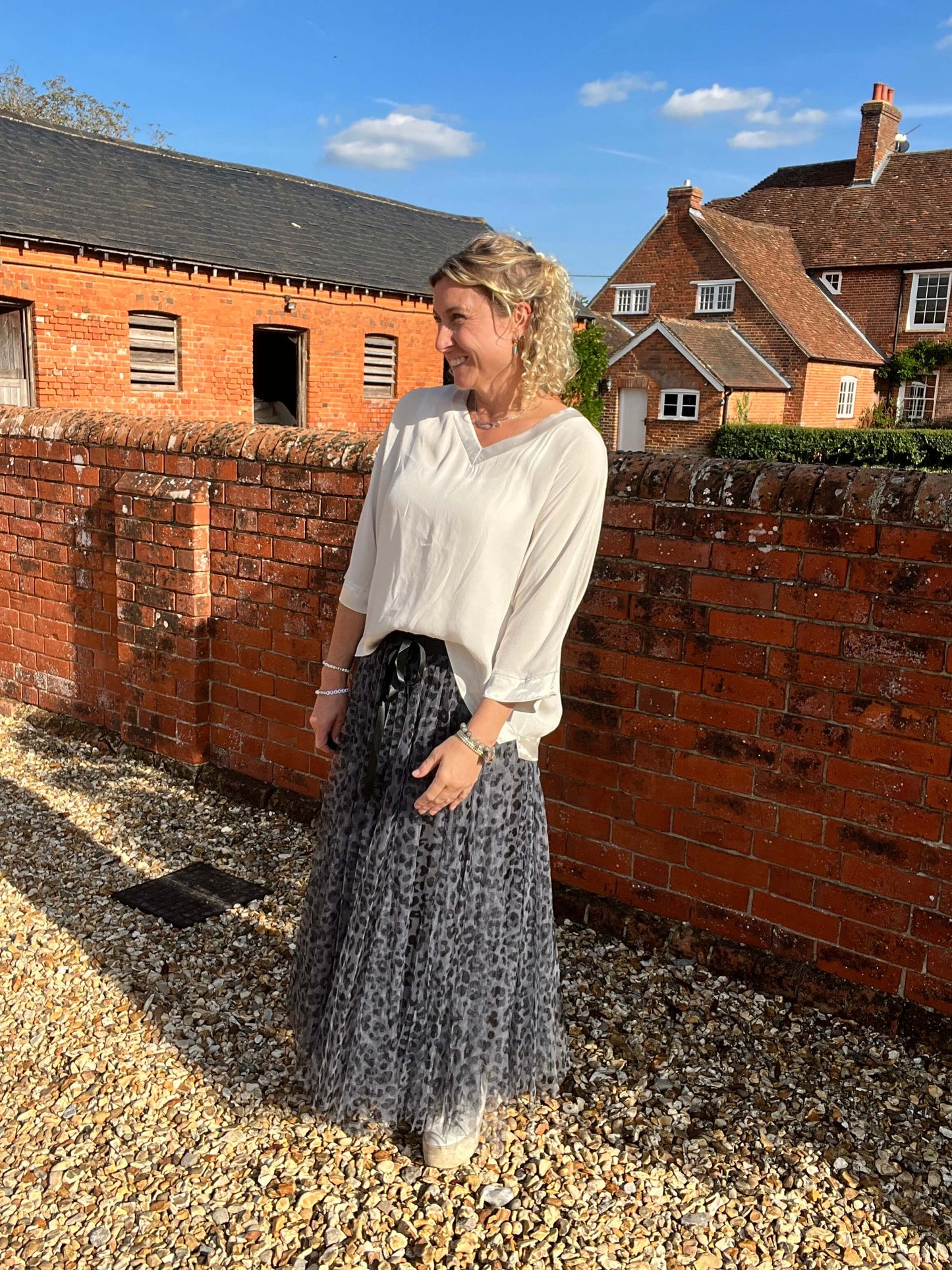 Leopard Tulle Skirt | Grey