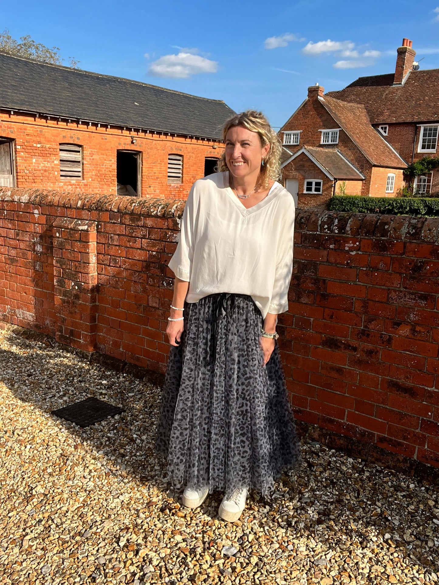 Leopard Tulle Skirt | Grey
