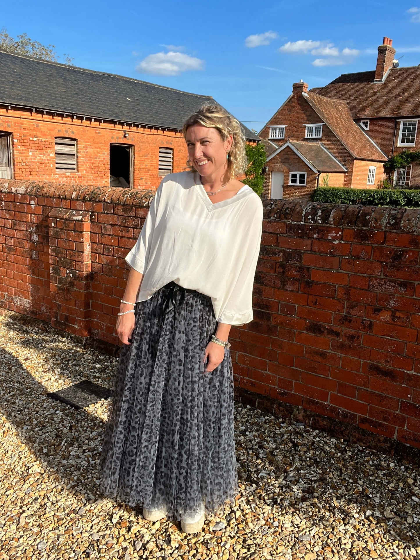 Leopard Tulle Skirt | Grey