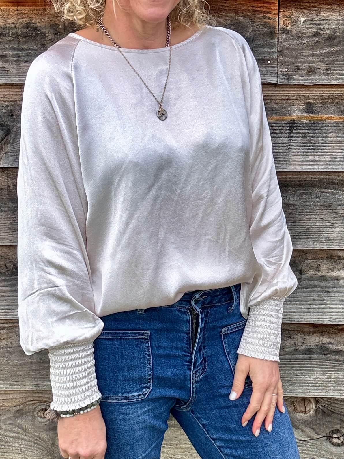 Sophia Satin Top | Champagne