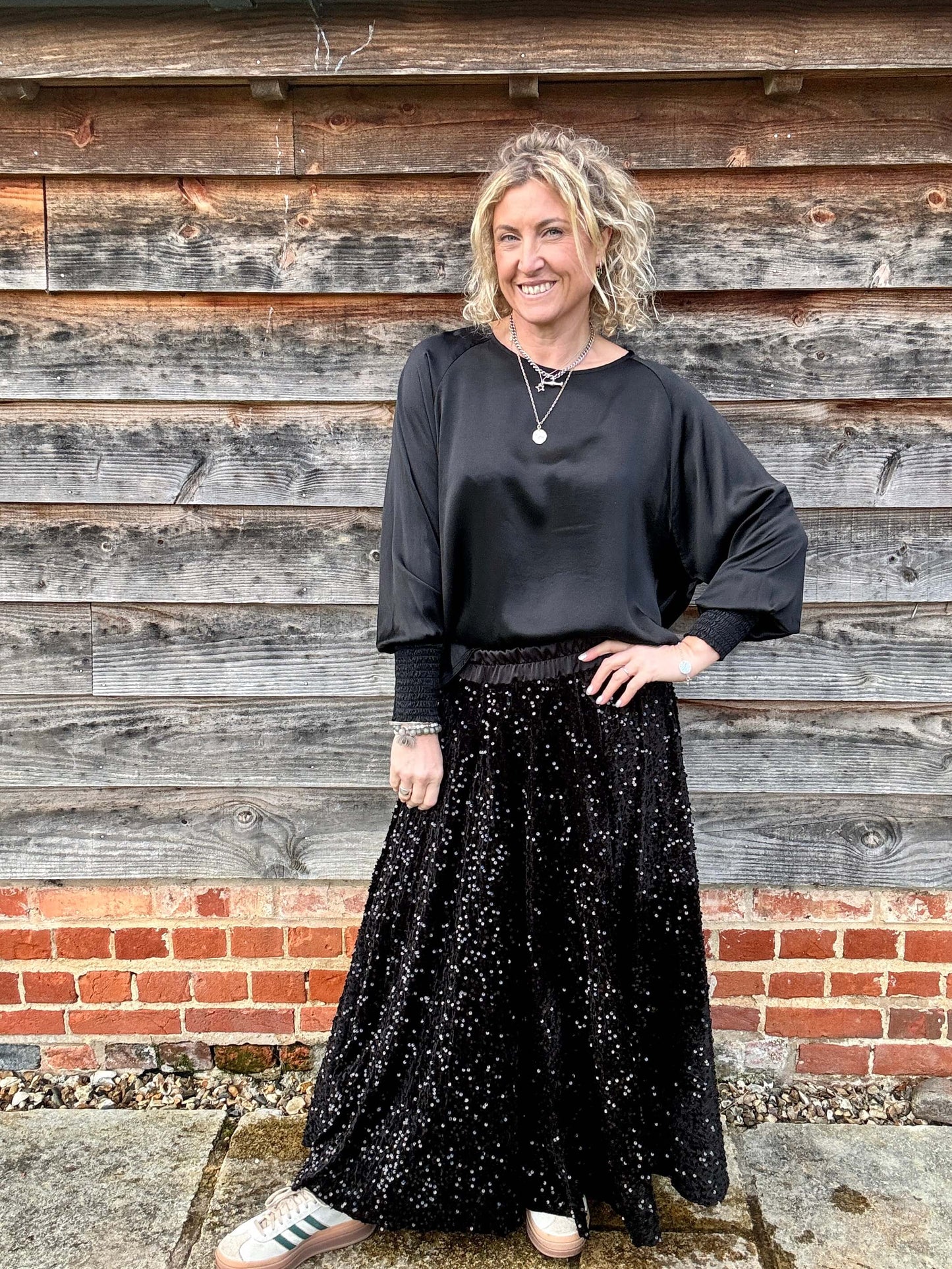 Sophia Satin Top | Black