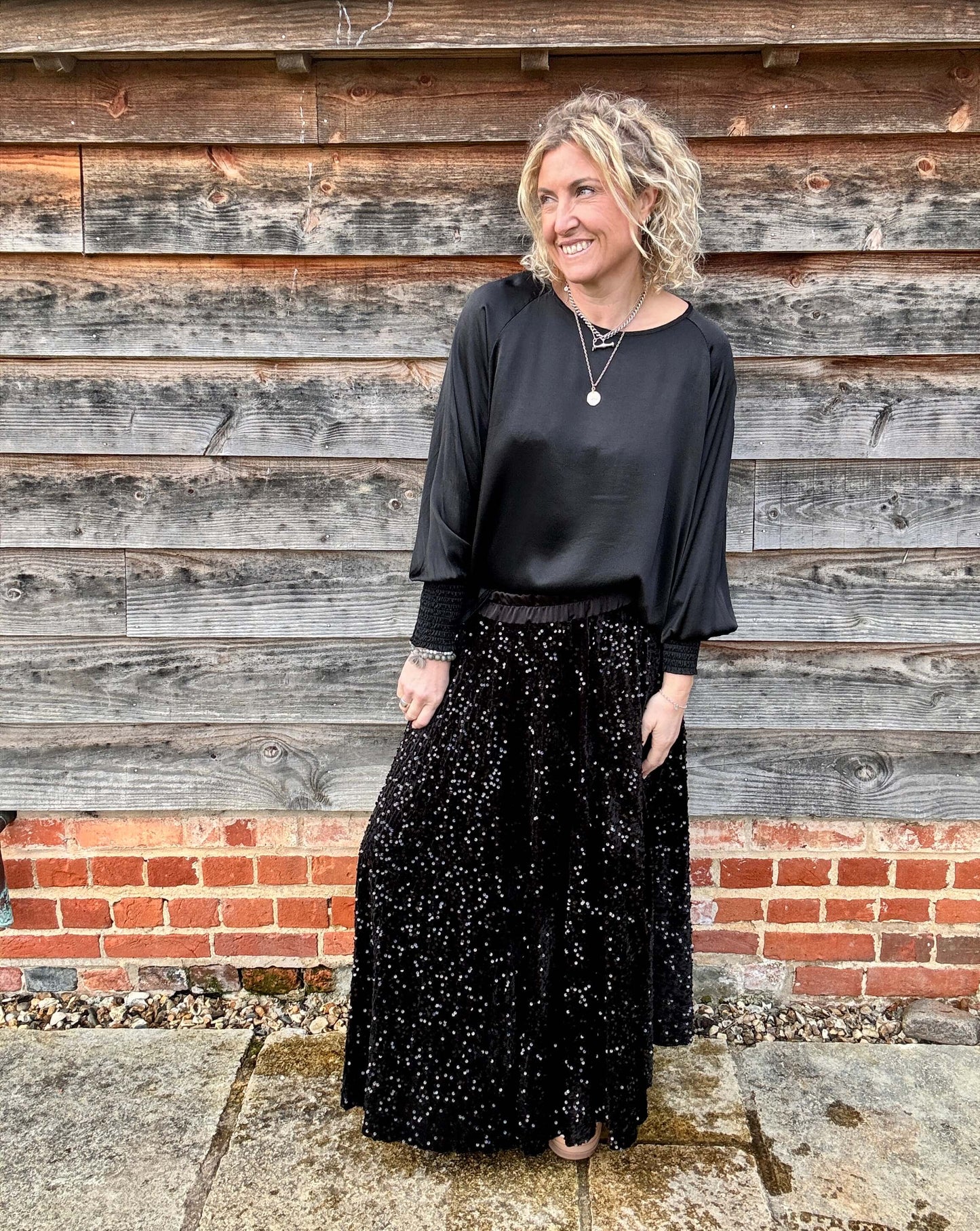 Sophia Satin Top | Black