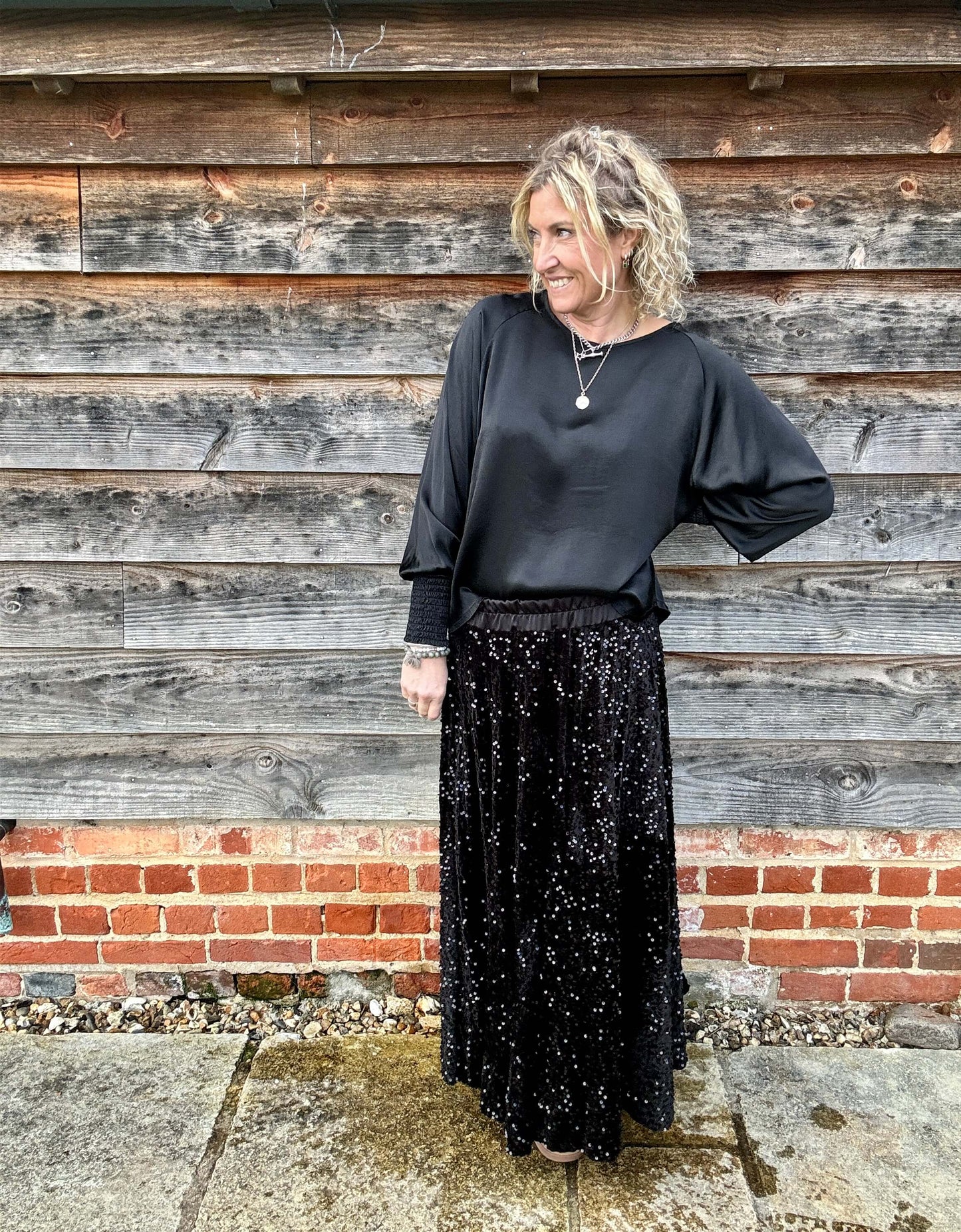 Sophia Satin Top | Black