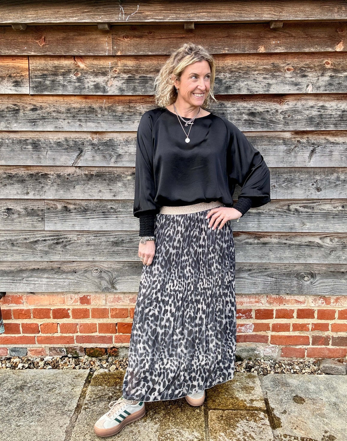 Sophia Satin Top | Black