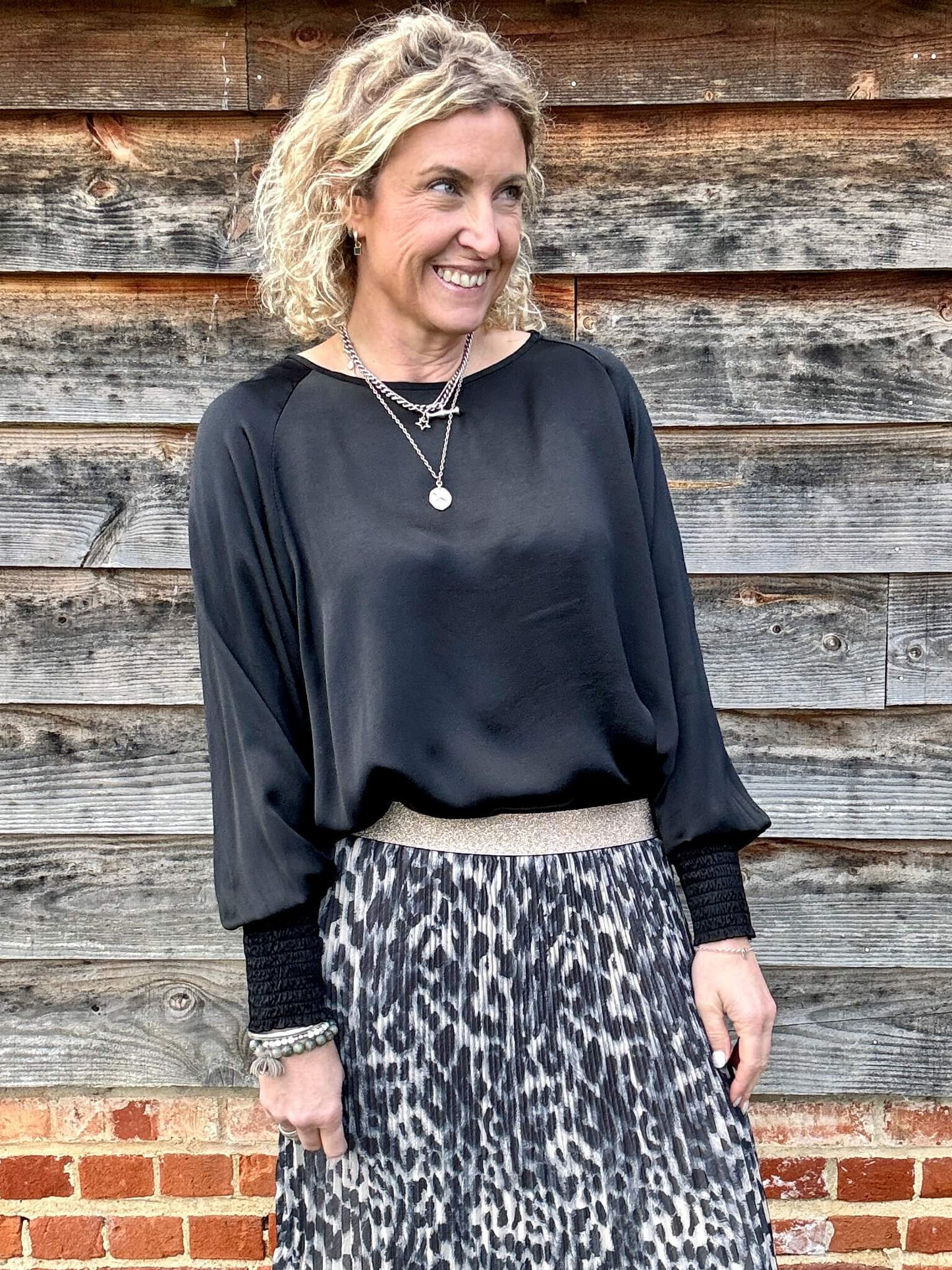Sophia Satin Top | Black