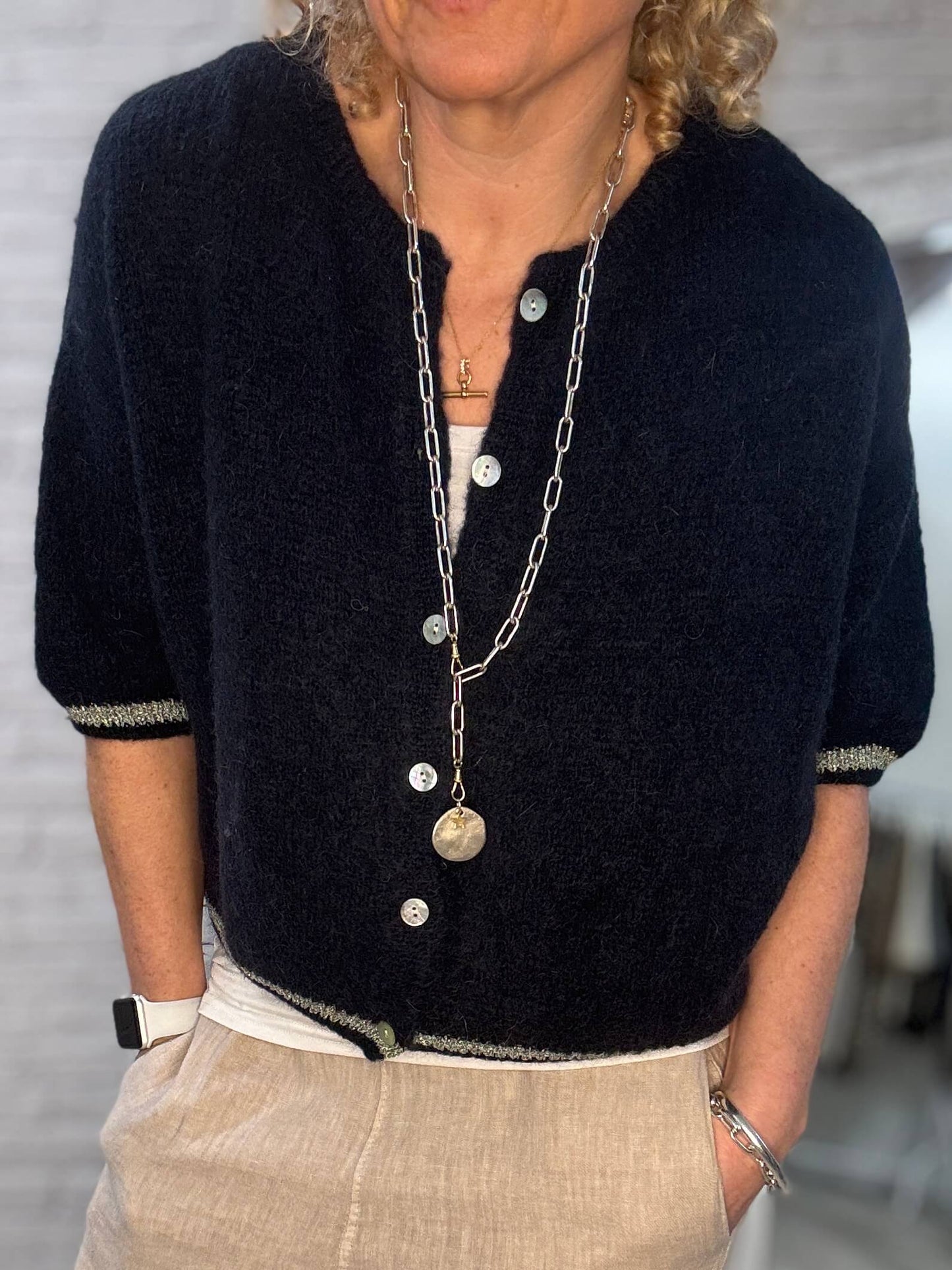 The Hamptons Cardigan | Navy & Gold
