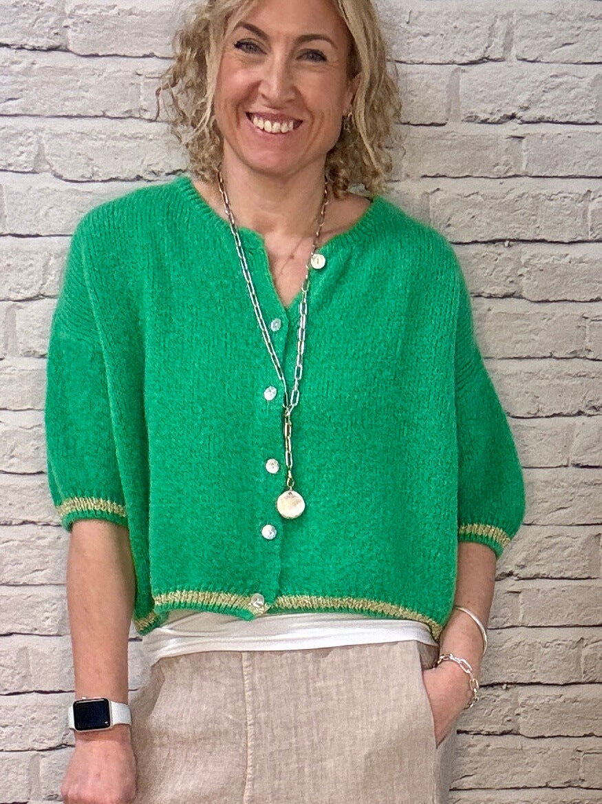 The Hamptons Cardigan | Green & Gold