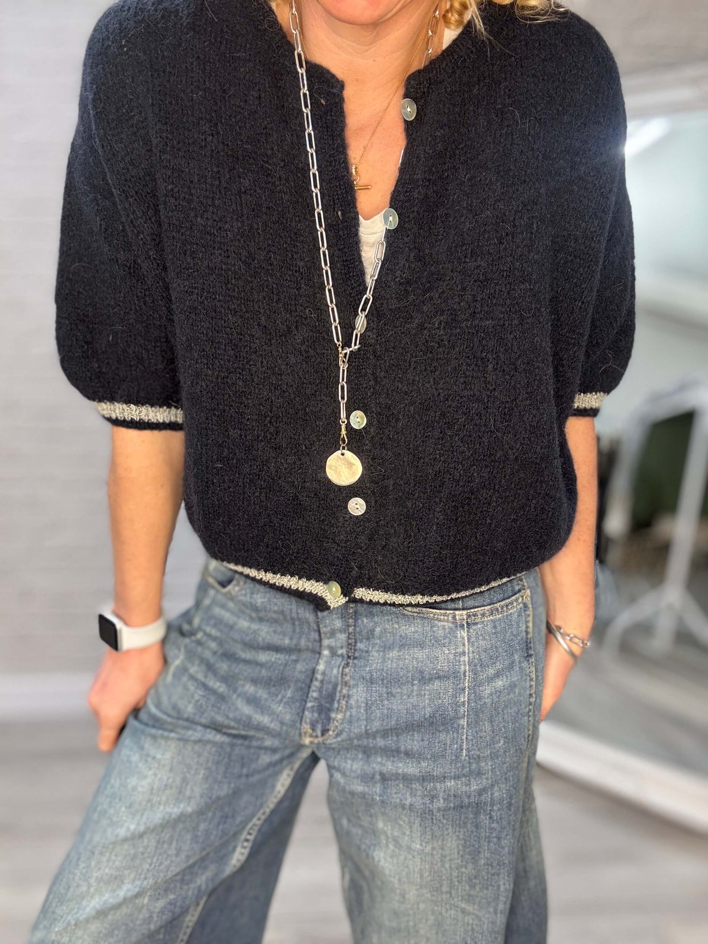 The Hamptons Cardigan | Navy & Gold