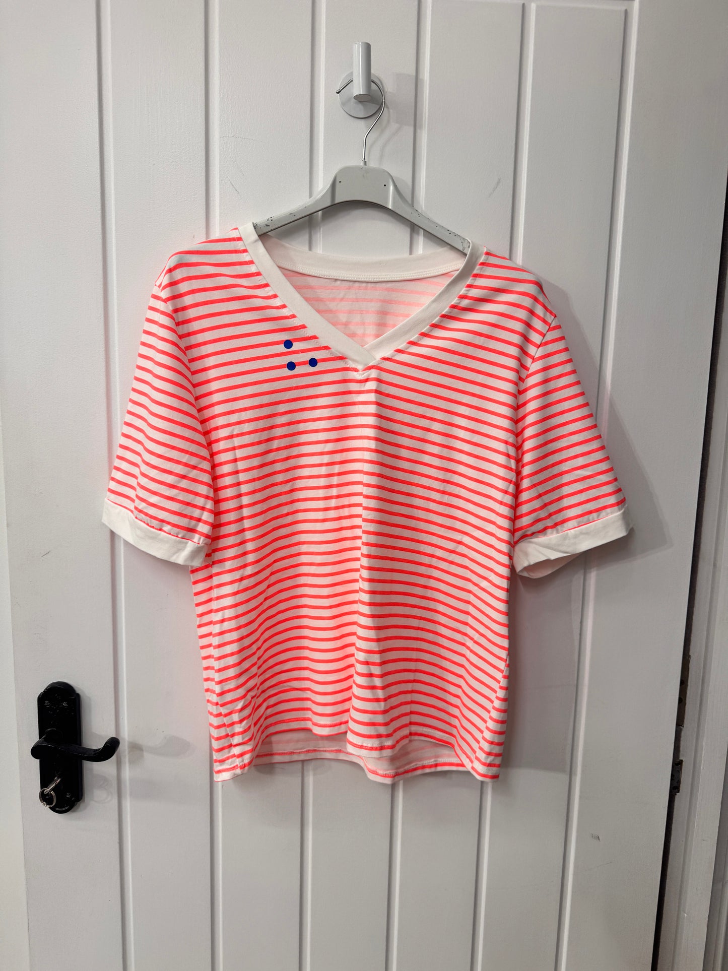 SECONDS - Beach Club Tee | Neon Orange Stripe