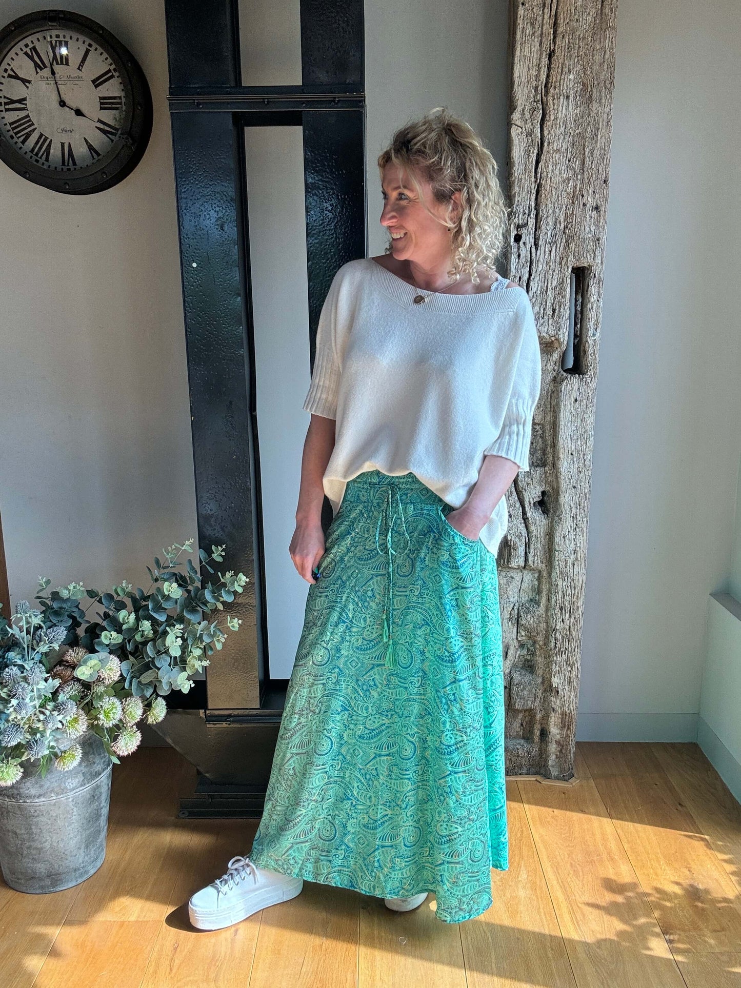 Joss Maxi Skirt | Aqua Gold