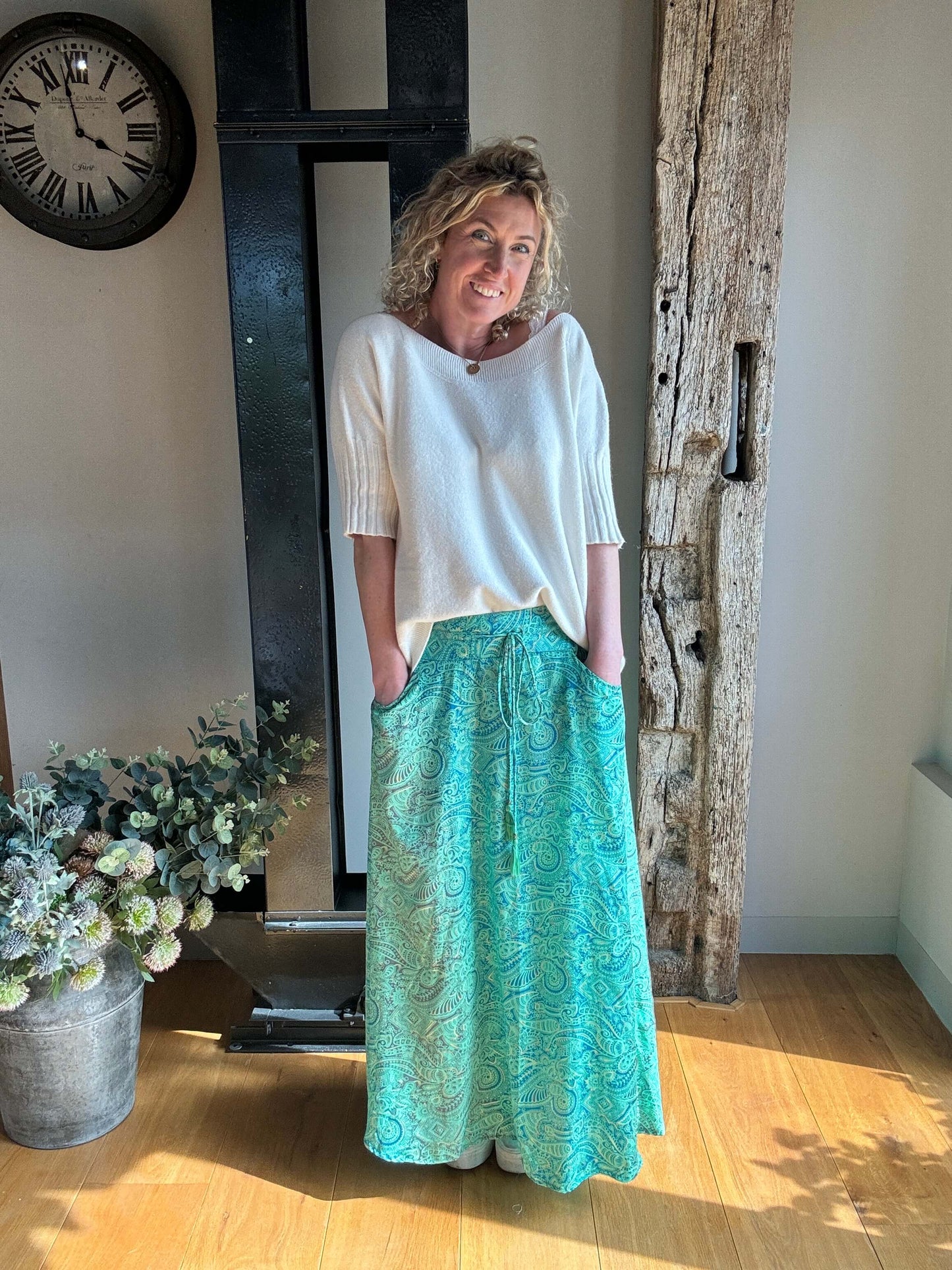 Joss Maxi Skirt | Aqua Gold