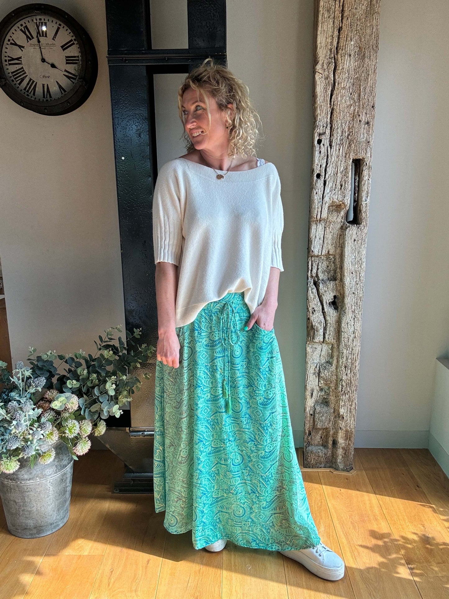 Joss Maxi Skirt | Aqua Gold