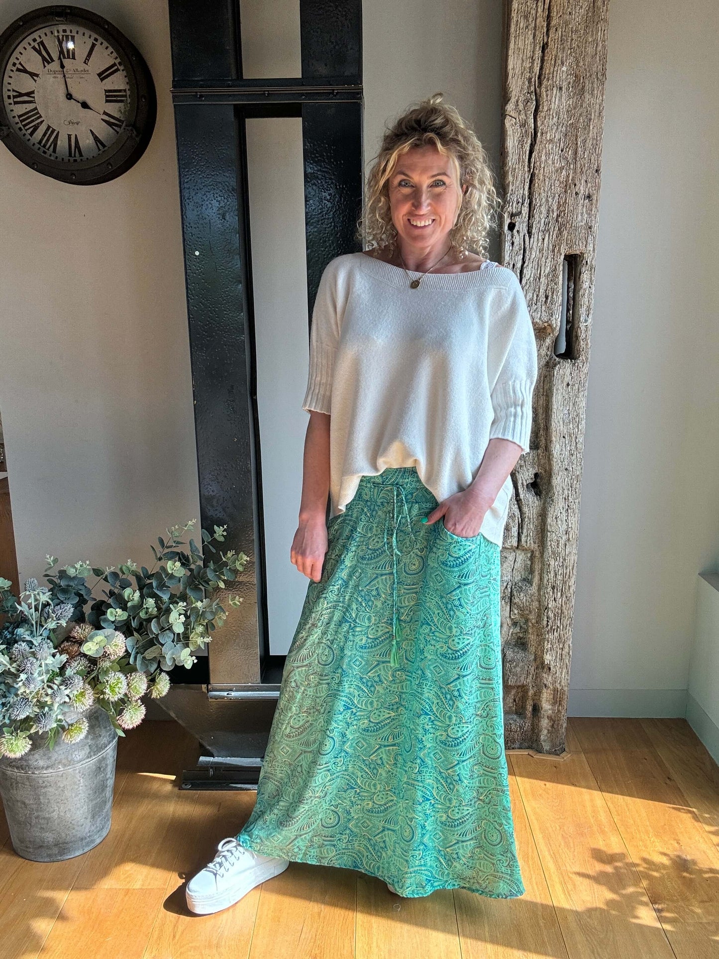 Joss Maxi Skirt | Aqua Gold