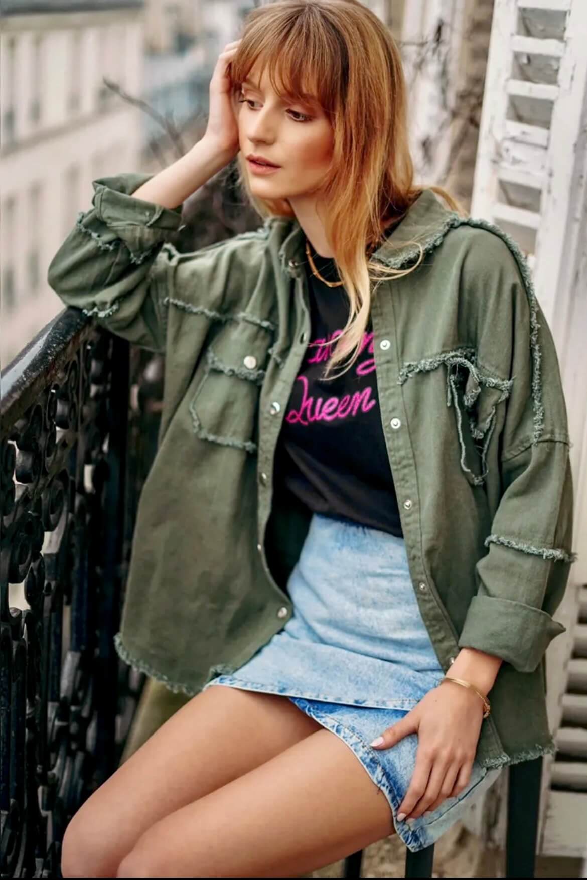 Orange Rock & Roll Utility Shacket