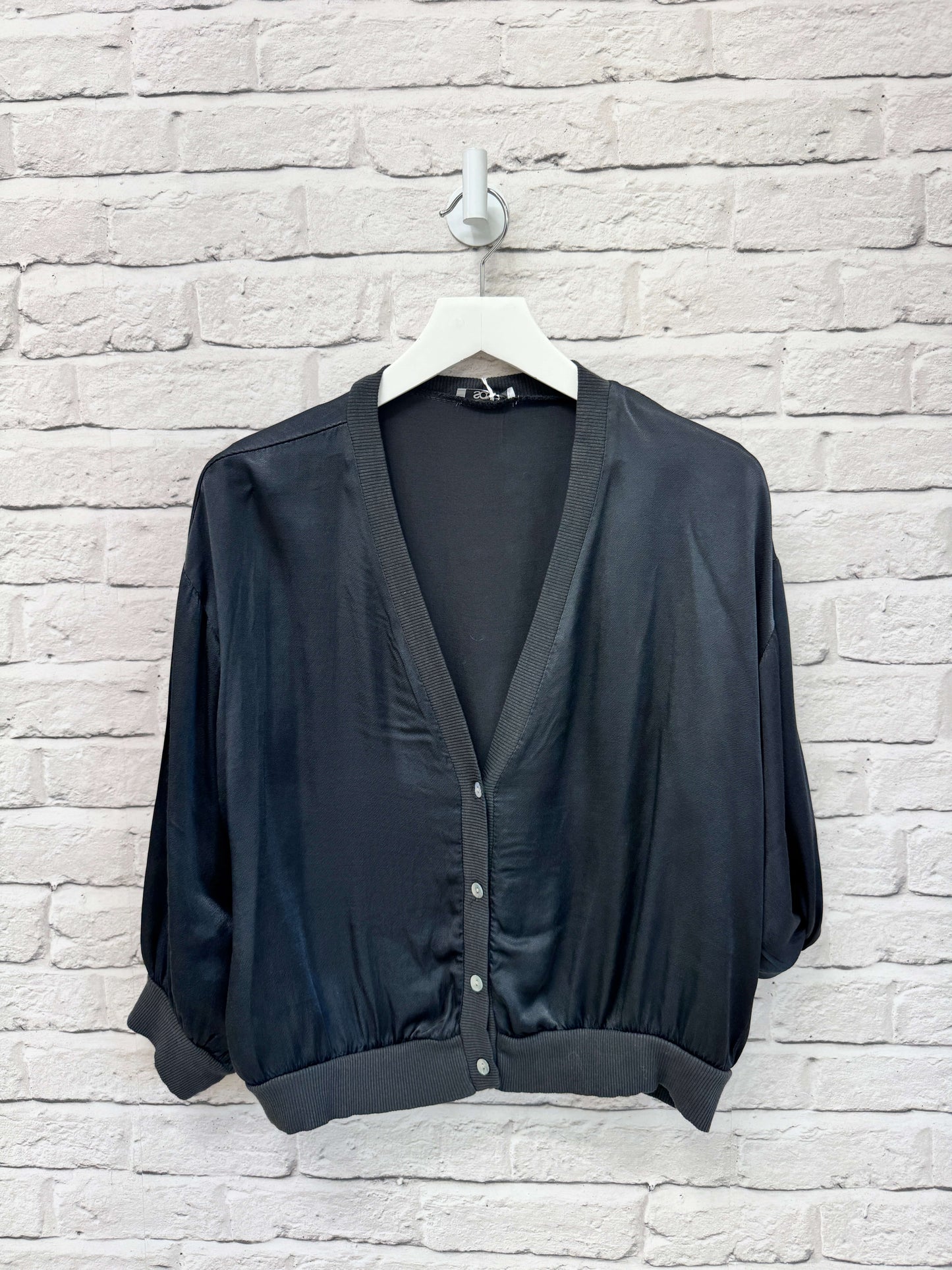 Orla Satin Top | Charcoal