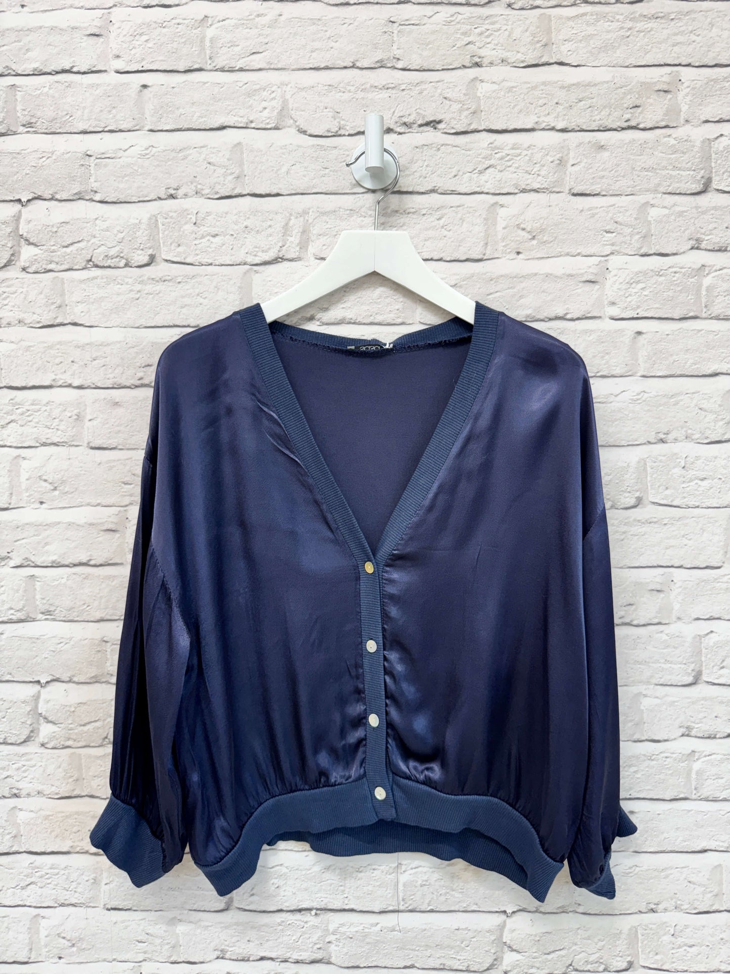 Orla Satin Top | Navy