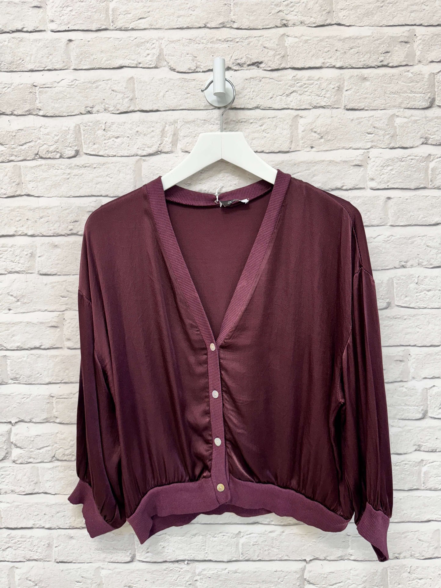 Orla Satin Top | Aubergine