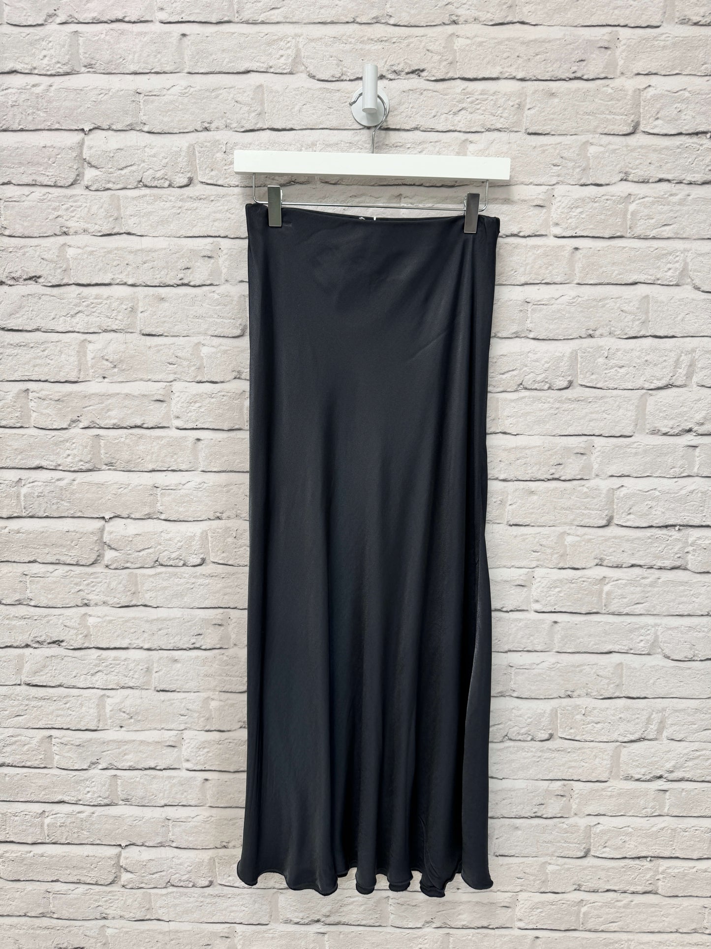 Orla Satin Slip Skirt | Charcoal