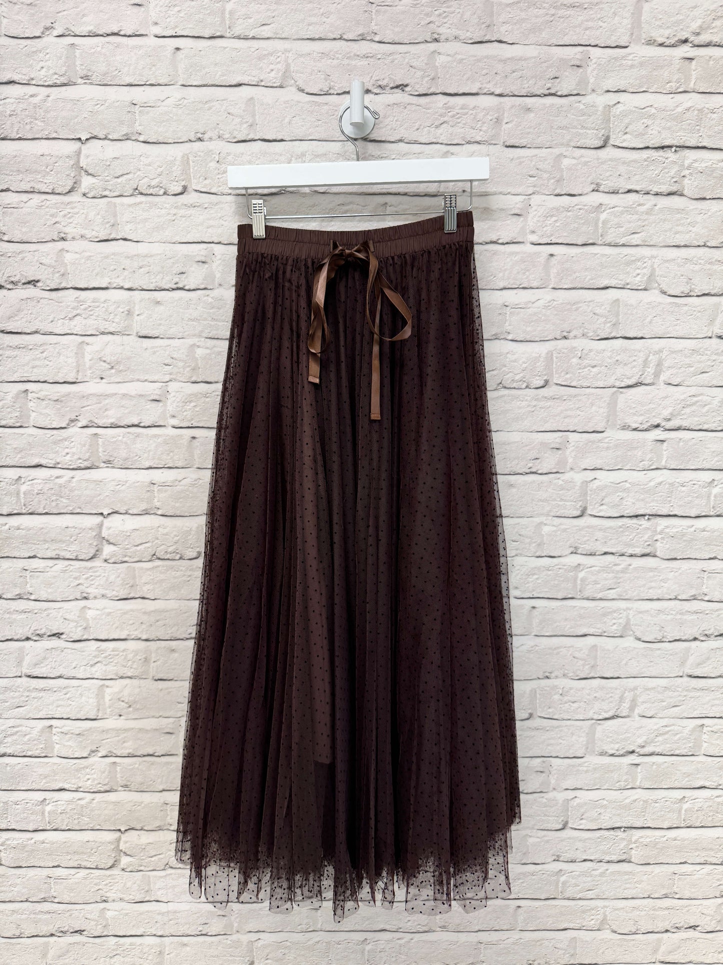 Polka Dot Tulle Skirt | Chocolate