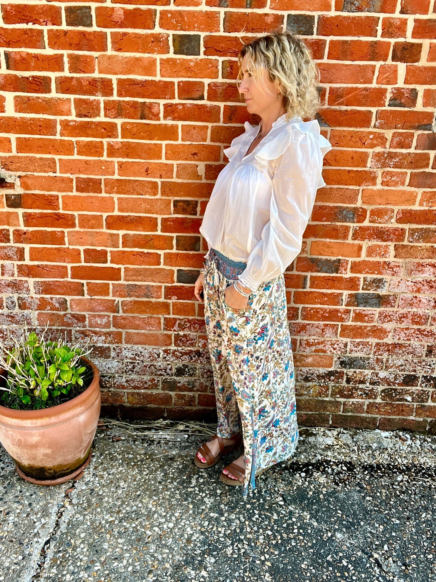 Joss Maxi Skirt | White Briar Rose with Gold