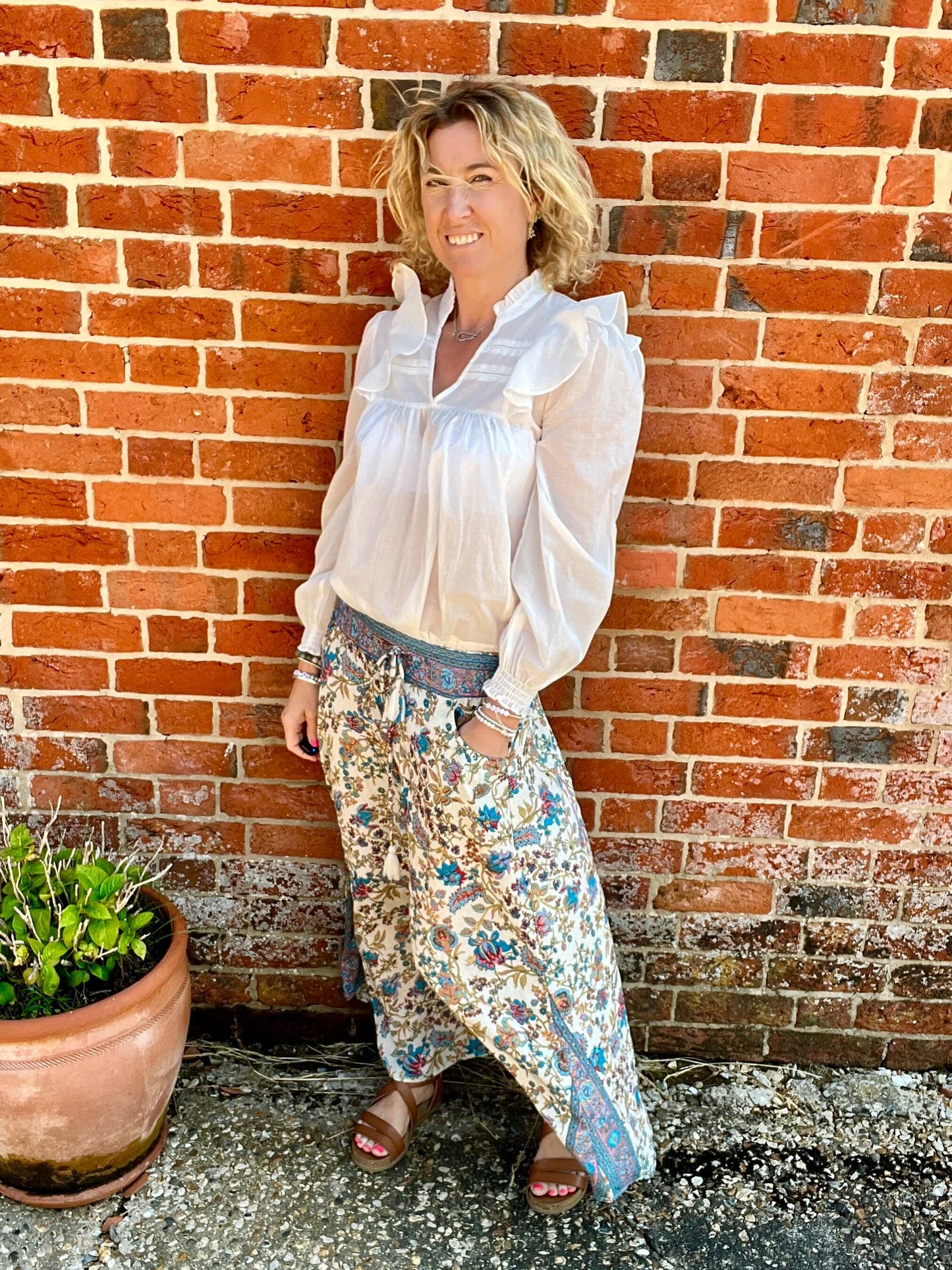 Joss Maxi Skirt | White Briar Rose with Gold
