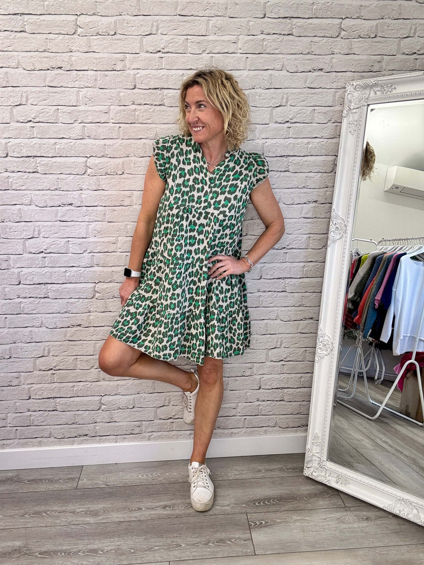 Zoe Leopard Dress | Green