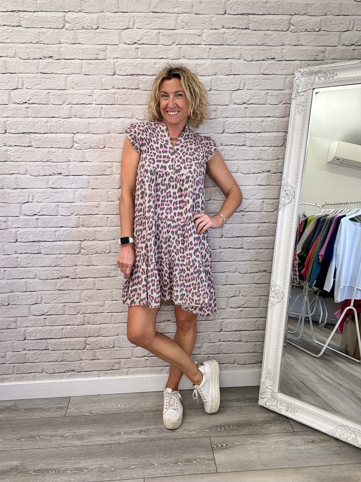 Zoe Leopard Dress | Pink & Charcoal