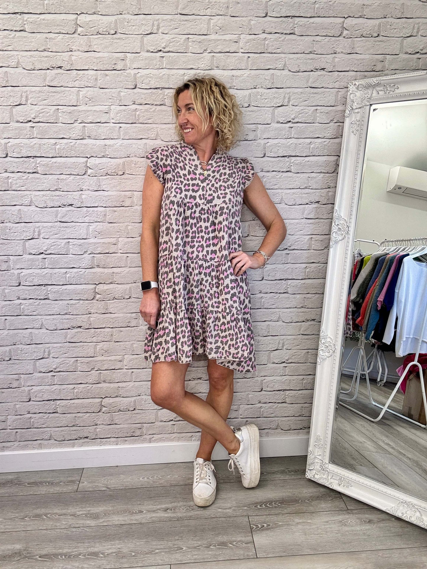 Zoe Leopard Dress | Pink & Charcoal
