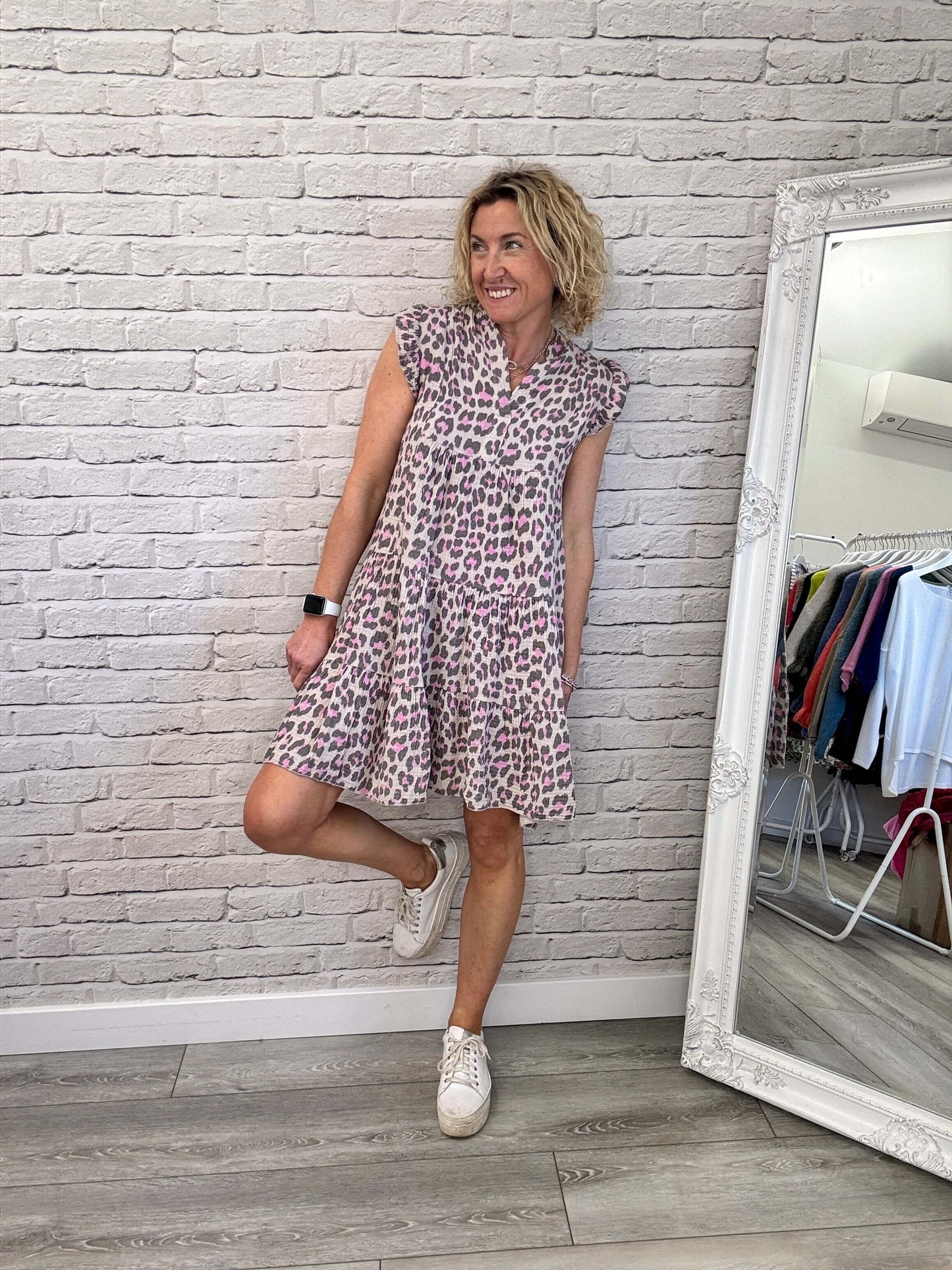 Zoe Leopard Dress | Pink & Charcoal
