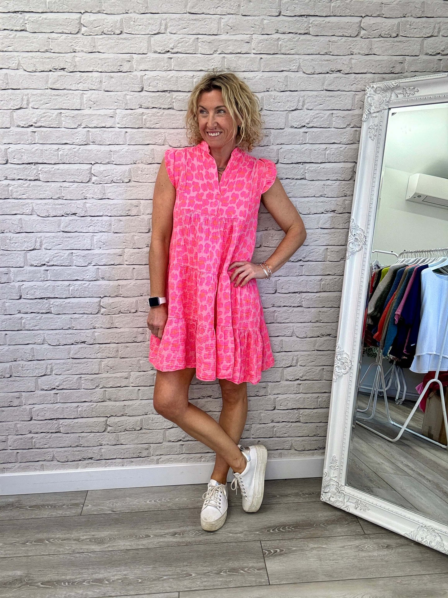 Zoe Leopard Dress | Neon Pink & Orange