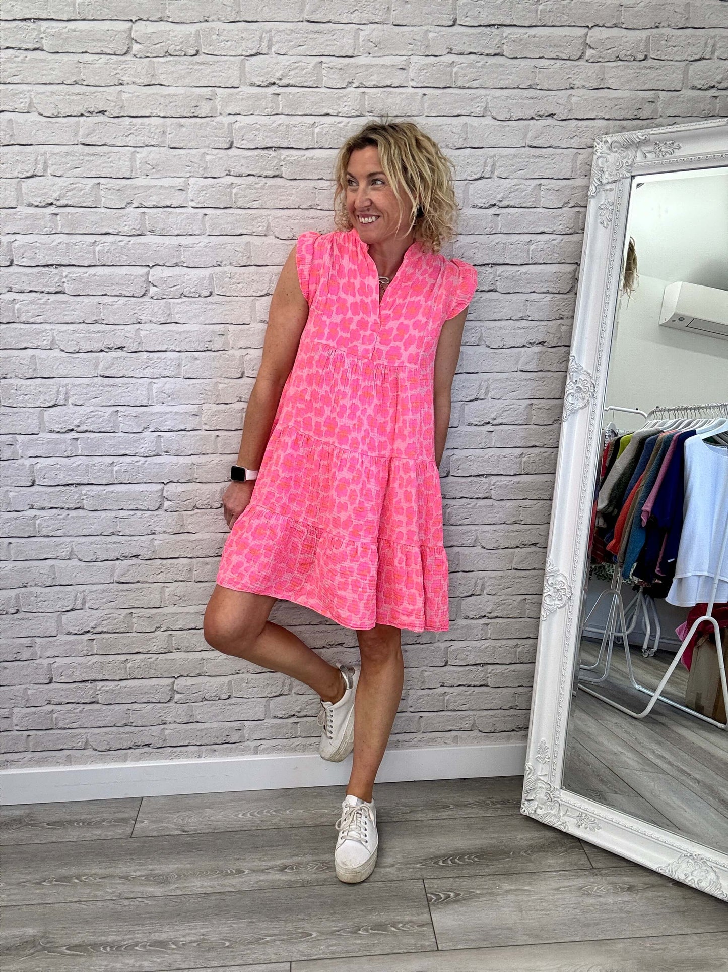 Zoe Leopard Dress | Neon Pink & Orange