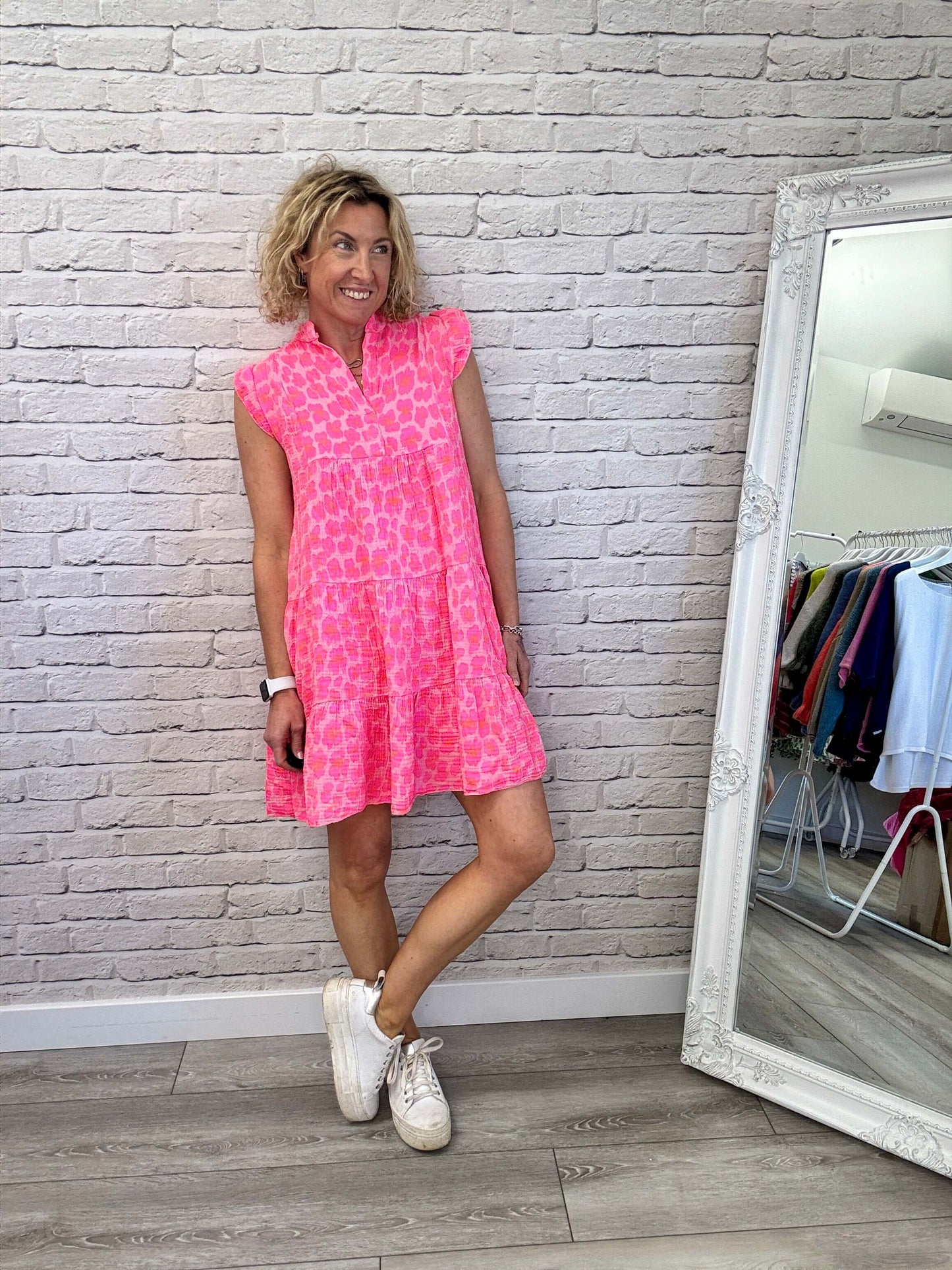 Zoe Leopard Dress | Neon Pink & Orange