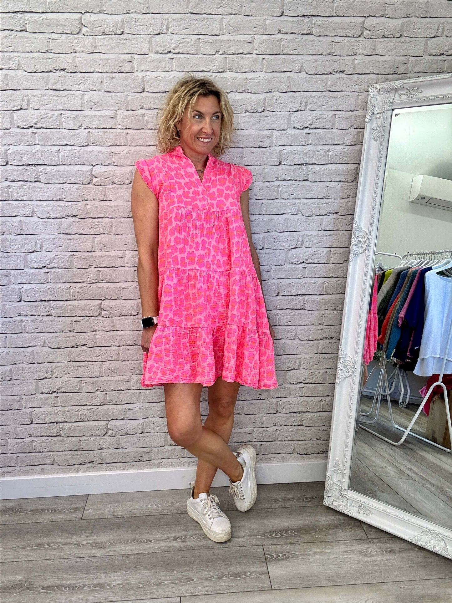 Zoe Leopard Dress | Neon Pink & Orange