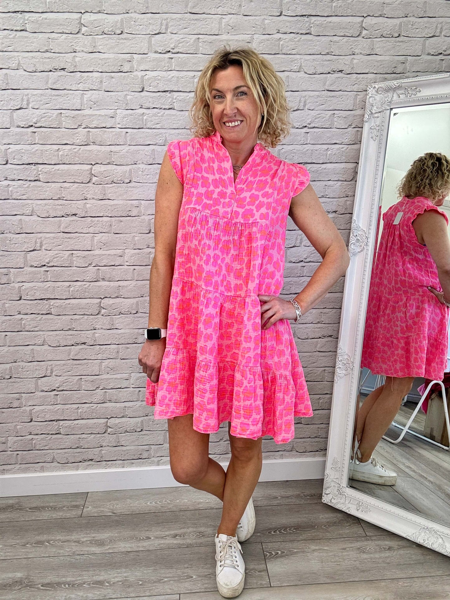 Zoe Leopard Dress | Neon Pink & Orange