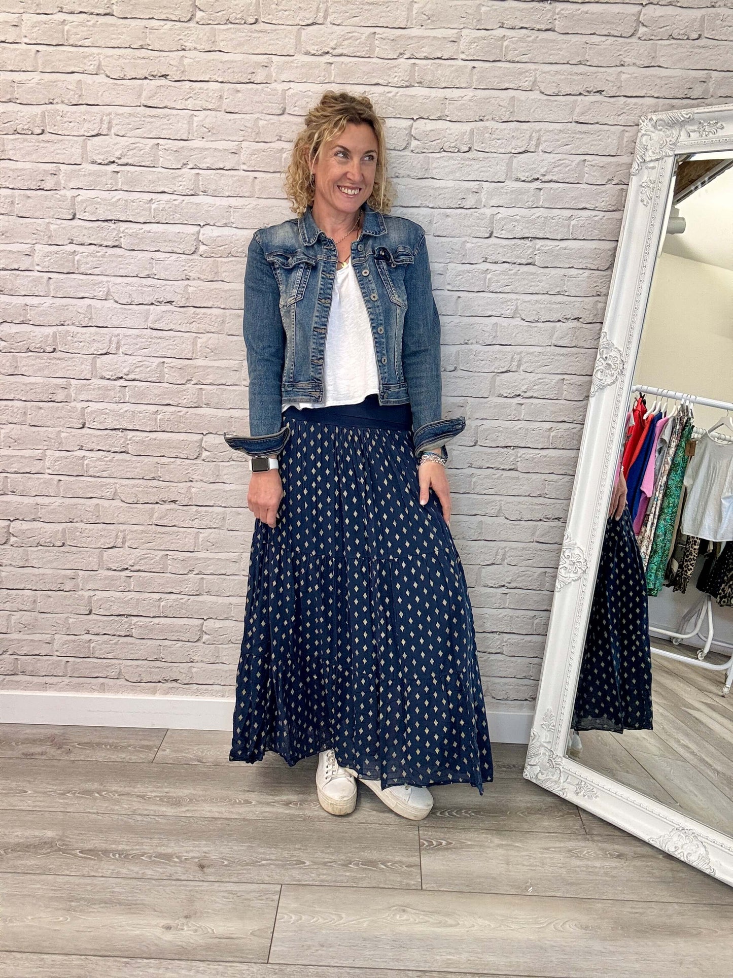 Seville Maxi Skirt | Navy/Gold