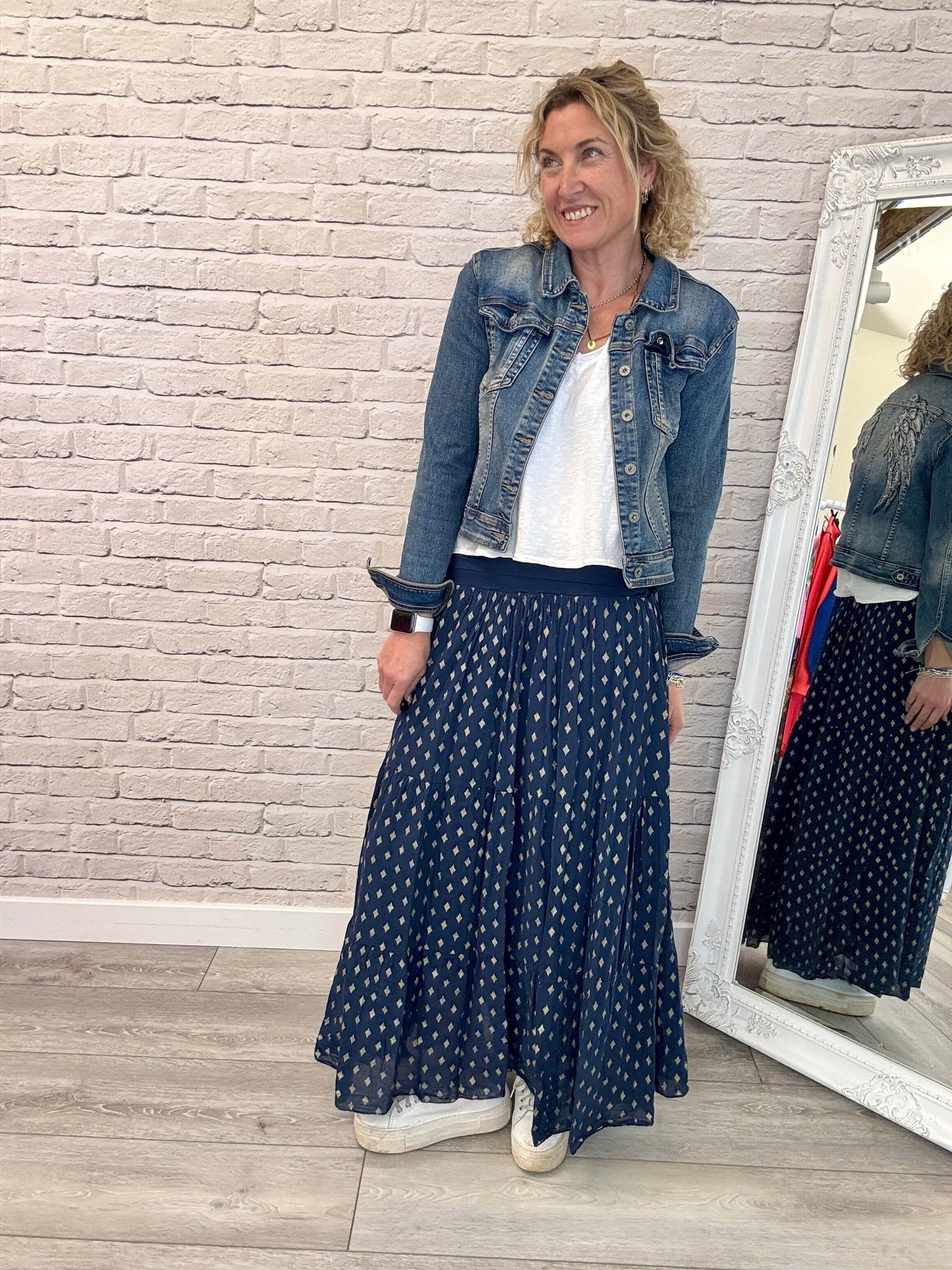 Seville Maxi Skirt | Navy/Gold