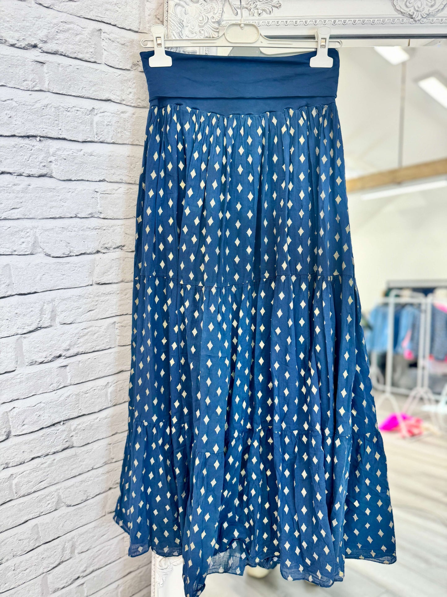 Seville Maxi Skirt | Navy/Gold