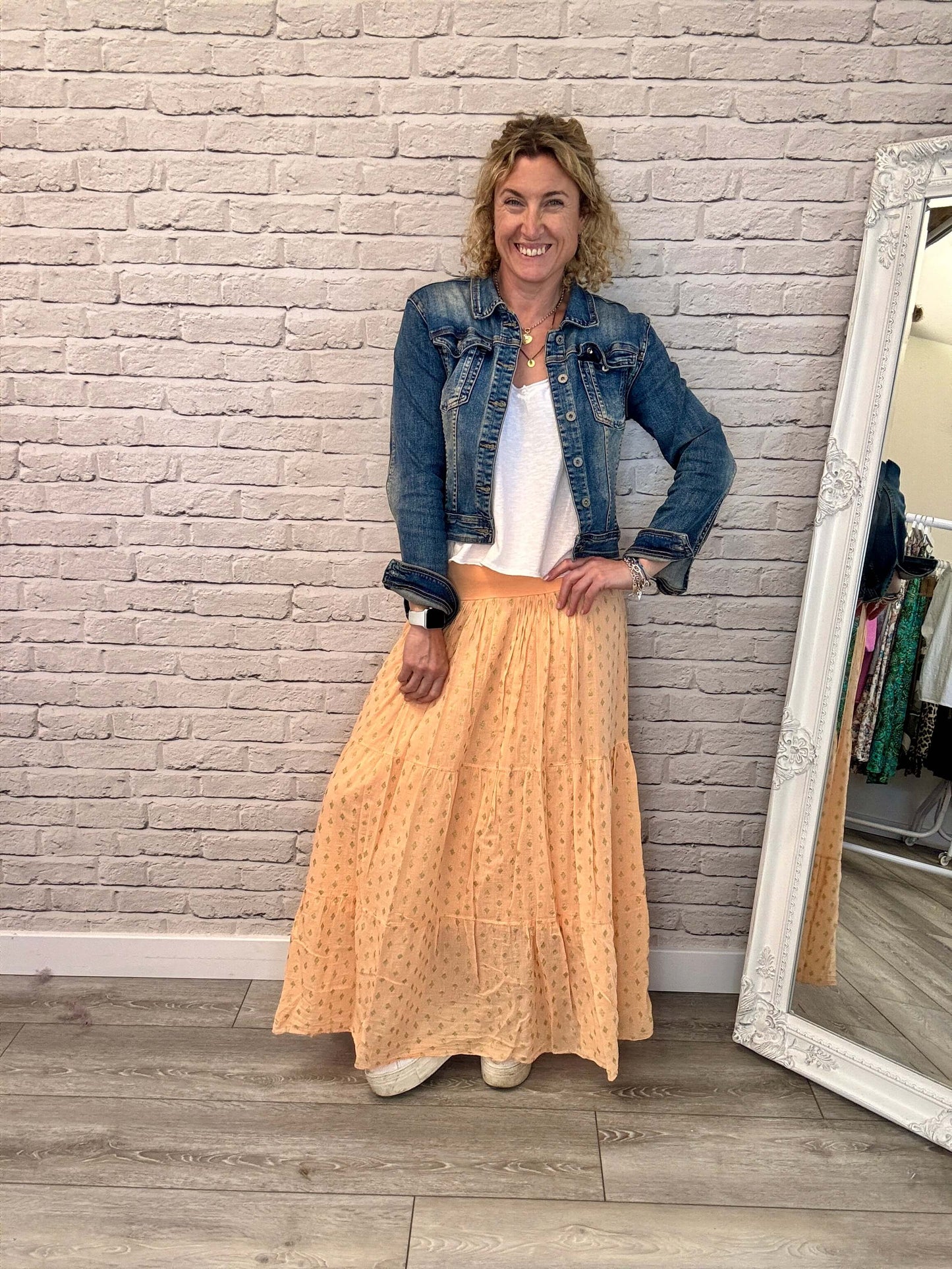 Seville Maxi Skirt | Orange/Gold