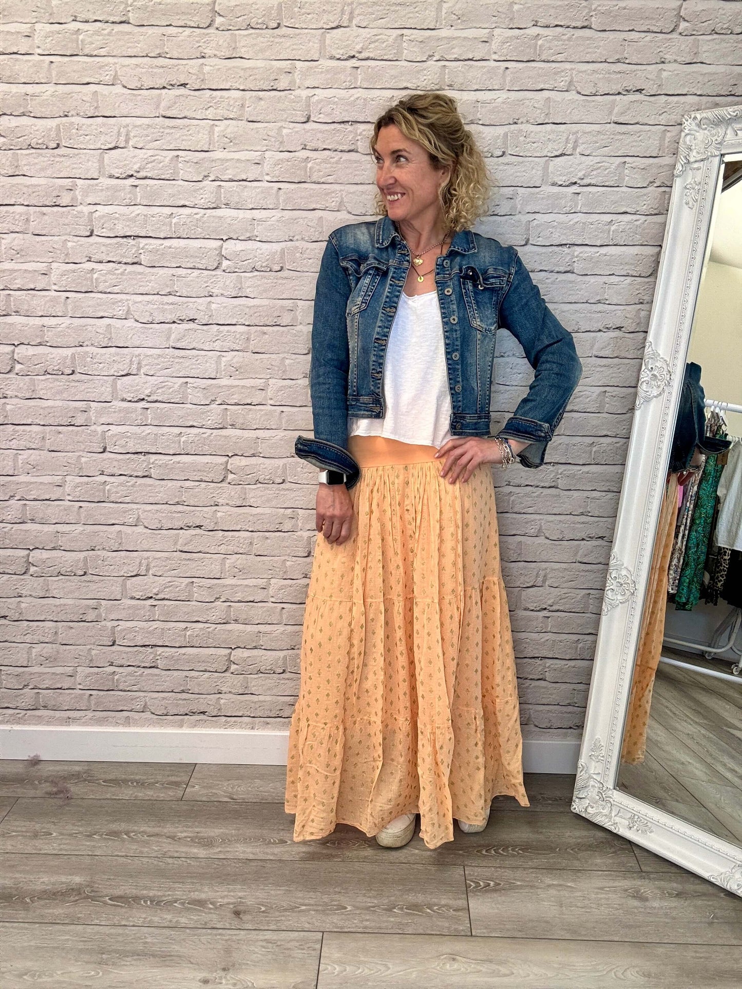 Seville Maxi Skirt | Orange/Gold