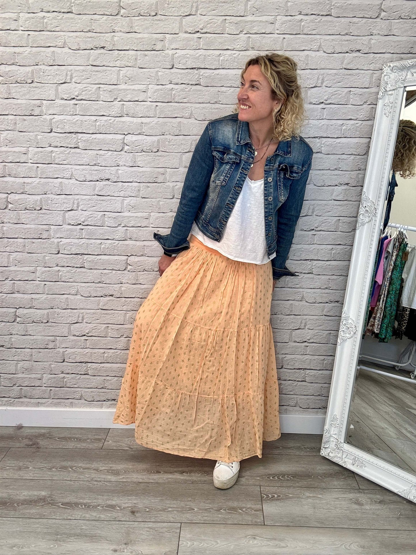 Seville Maxi Skirt | Orange/Gold