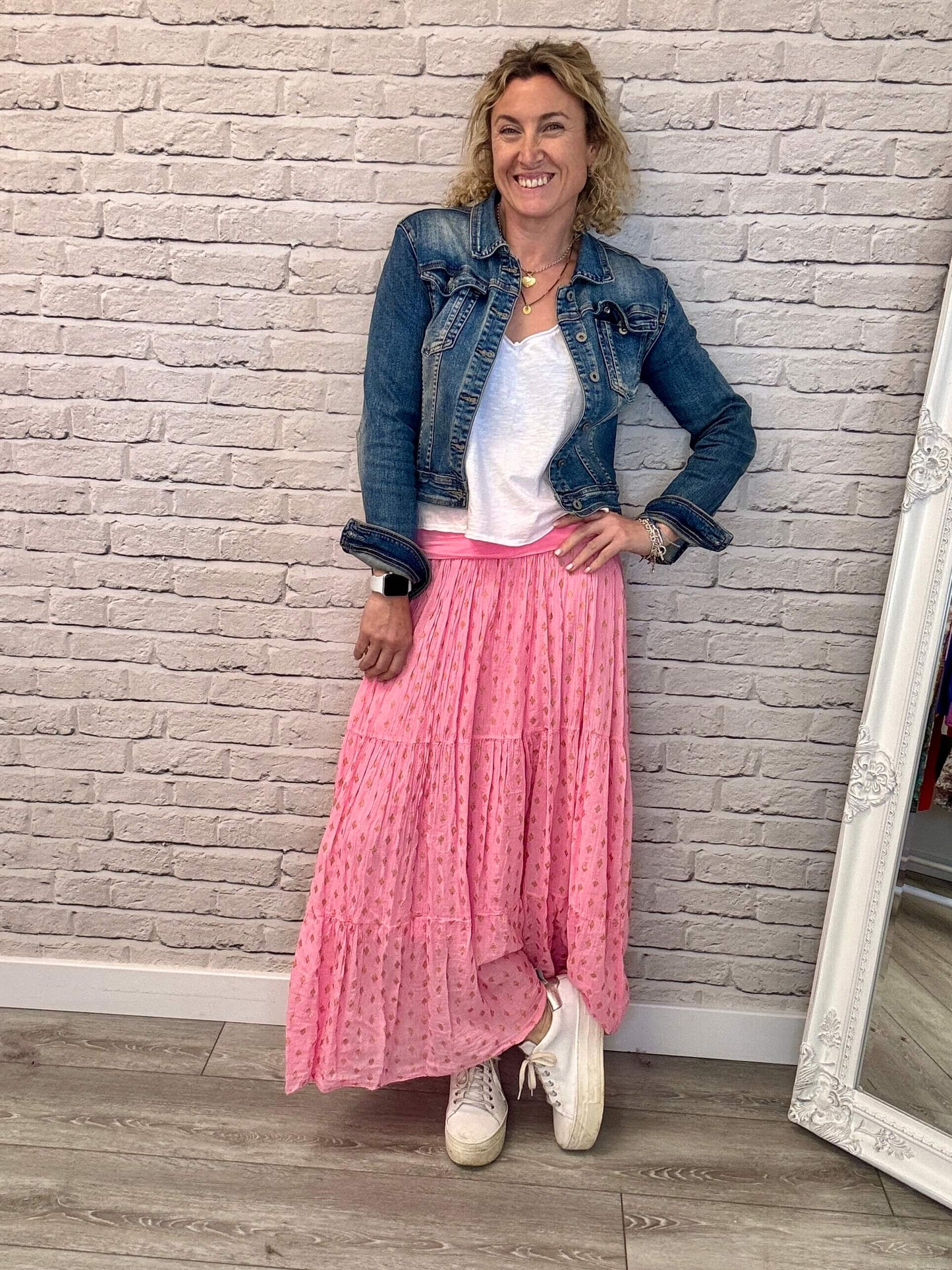 Seville Maxi Skirt | Pink/Gold