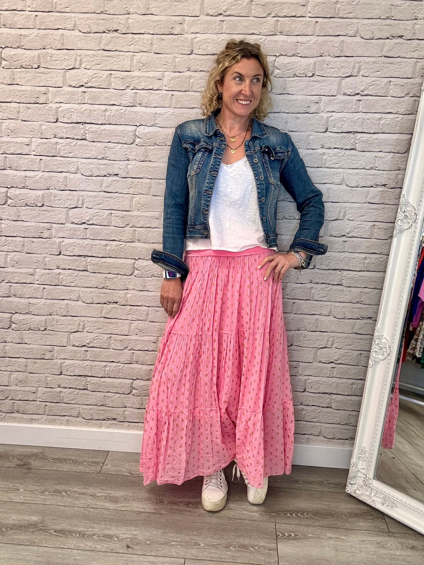 Seville Maxi Skirt | Pink/Gold