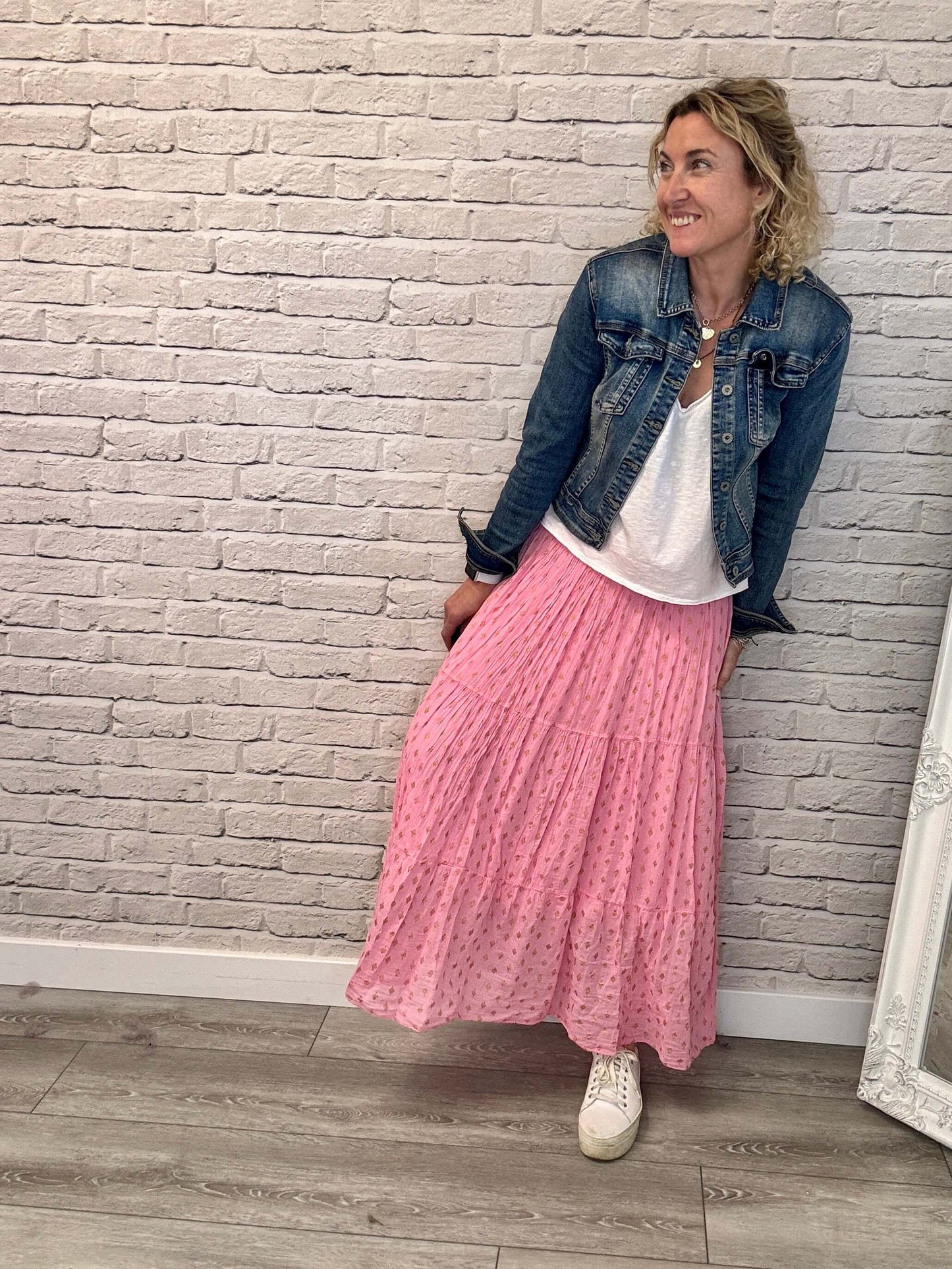 Seville Maxi Skirt | Pink/Gold