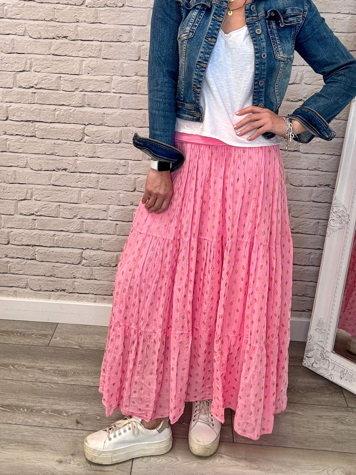 Seville Maxi Skirt | Pink/Gold
