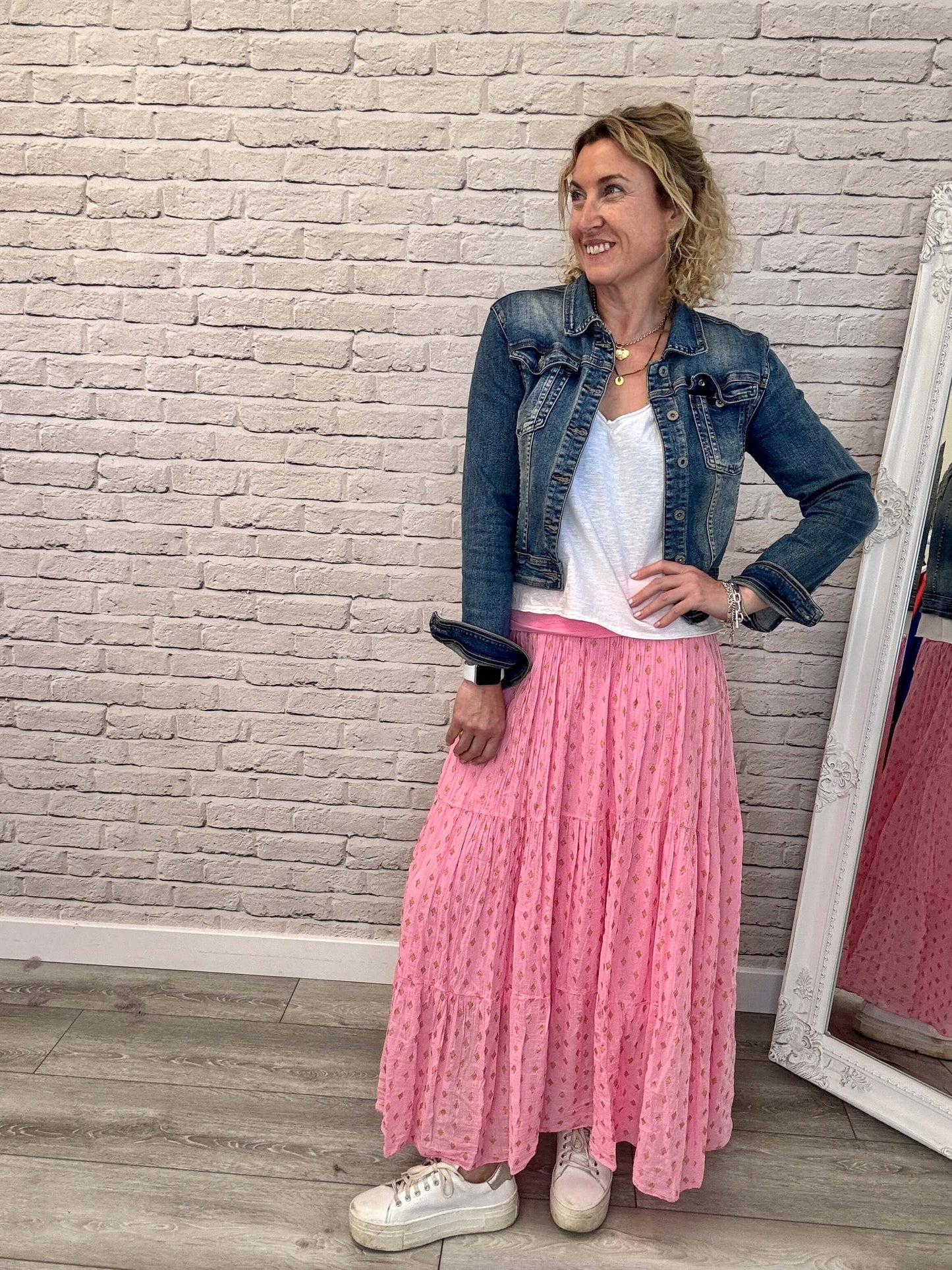 Seville Maxi Skirt | Pink/Gold