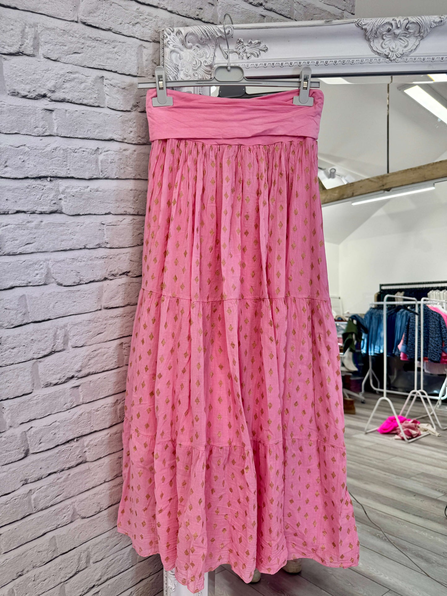 Seville Maxi Skirt | Pink/Gold