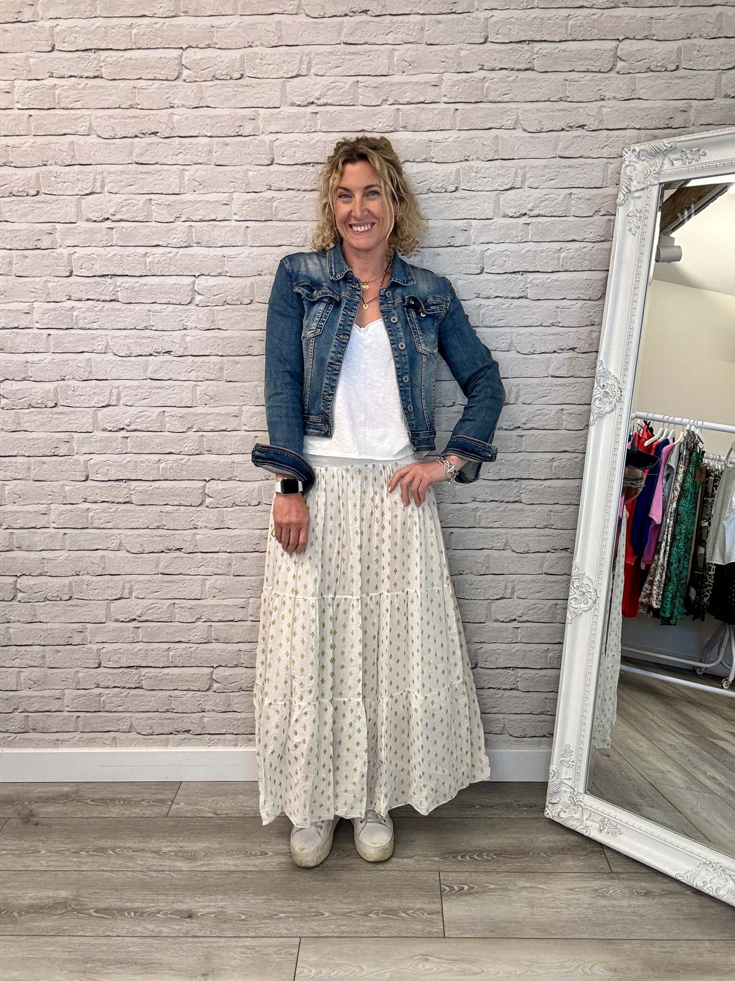 Seville Maxi Skirt | White/Gold