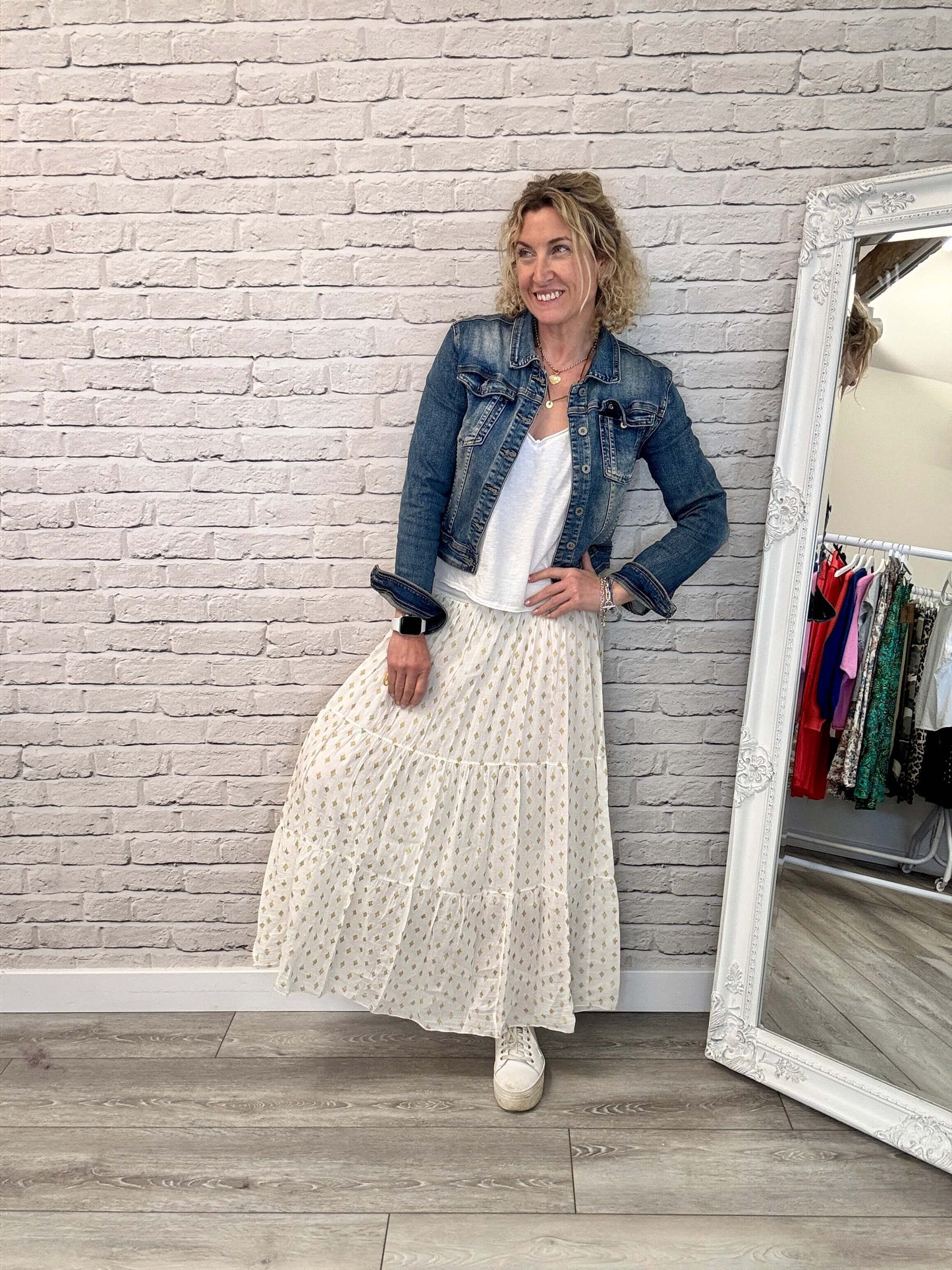 Seville Maxi Skirt | White/Gold